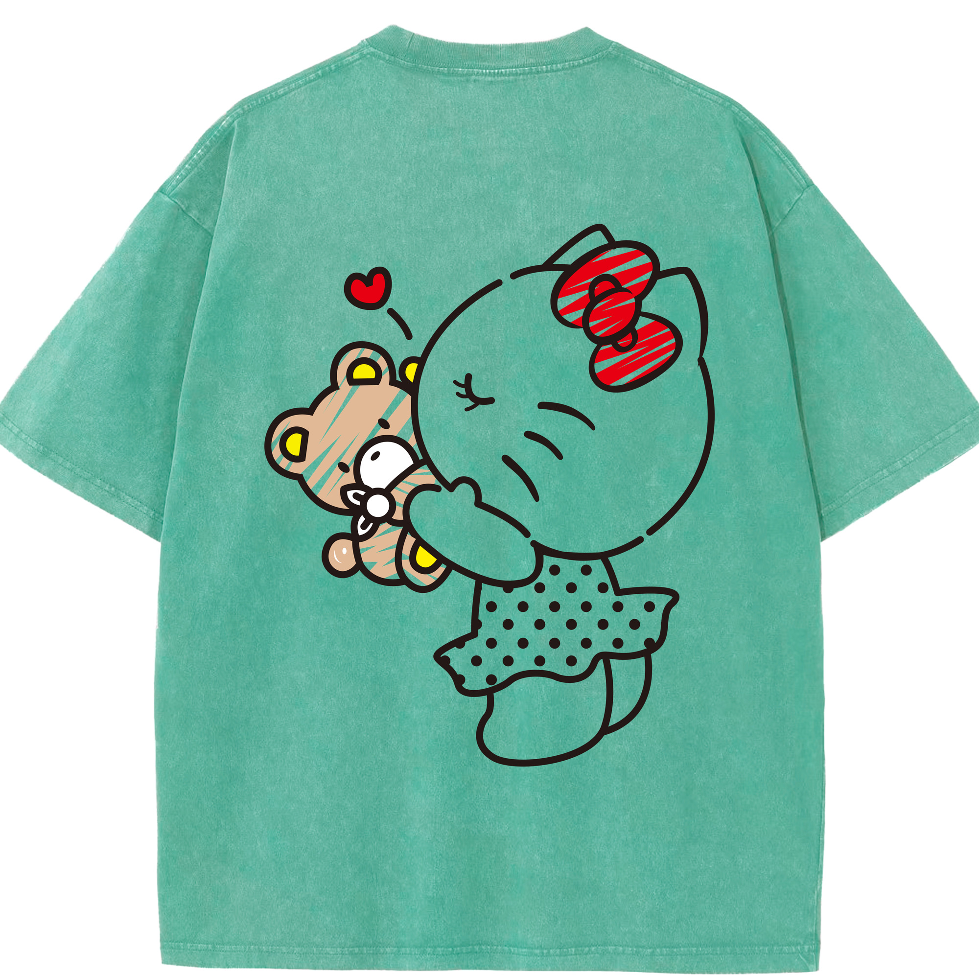 （画像用） Hello Kitty ハローキティ 綿100% ヴィンテージ風 半袖Tシャツ（背面プリント）